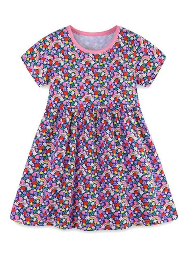 يونيكي Multicolour A-Line Crew Neck Printed Dress