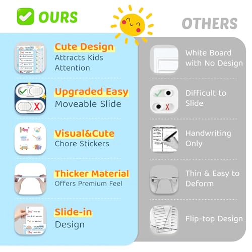 CustomMaster Upgraded Slider 4 in 1 Reward Chart for Kids, Reusable Bedtime/Morning/Daily Routine Chart for Kids, Magnetic Chore Chart for Kids Toddlers, Sticker Chart for Kids Behavior Chart for Kids at Home - Image 4