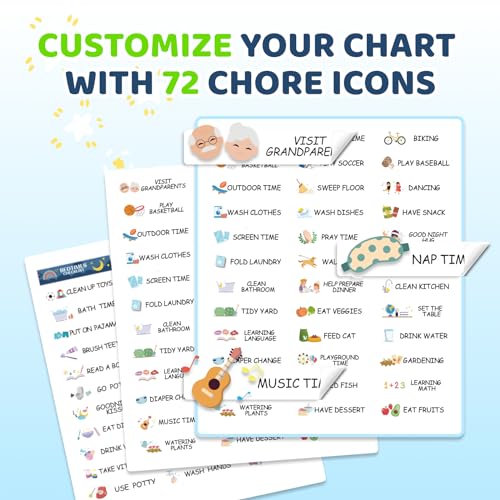 CustomMaster Upgraded Slider 4 in 1 Reward Chart for Kids, Reusable Bedtime/Morning/Daily Routine Chart for Kids, Magnetic Chore Chart for Kids Toddlers, Sticker Chart for Kids Behavior Chart for Kids at Home - Image 5