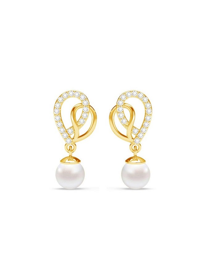 CLARA 925 Sterling Silver Zahab Pearl Interlocked Drop Earrings | Gold Plated, Swiss Zirconia |Gift for Women and Girls - Image 1