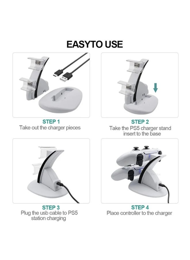AGYAONE Dual Fast Charger Stand Base for Sony PS5 Controller Wireless Joystick Charging Dock Cradle Holder For PS5 Gamepad Accessories  - Image 3