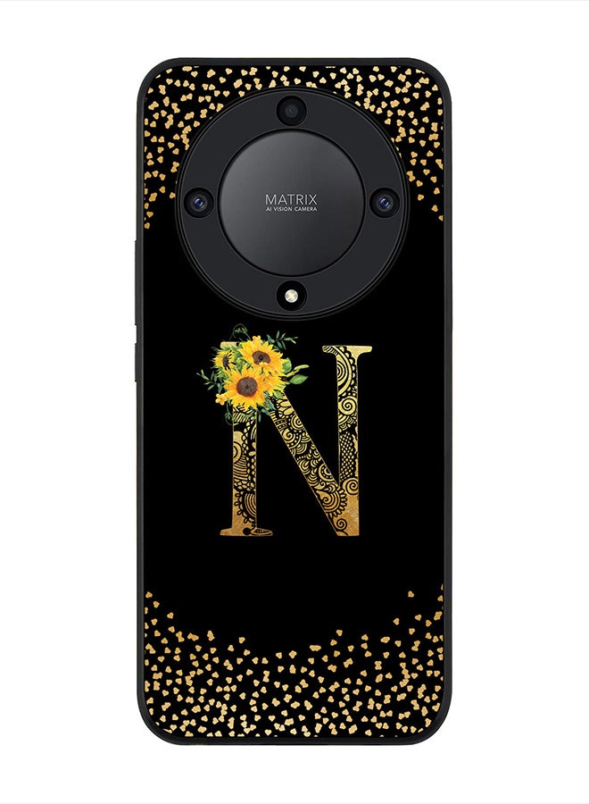 Stylizedd Cover for Honor X9a 5G Case , Rugged Black Slim fit Phone Cases   - Custom Monogram Initial Letter Mandala Floral Pattern Alphabet-N (Black) - Image 1