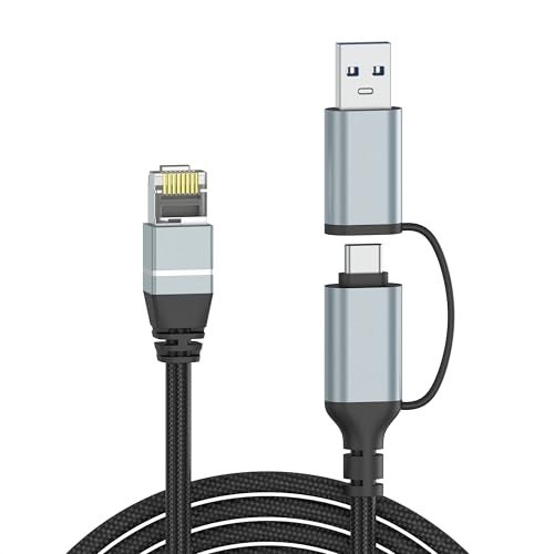 Dacrown USB C to Ethernet Cable 3 FT, Type C to RJ45 LAN Cord, Gigabit Network Internet Adapter, Directly Connected, Thunderbolt 4/3 Compatible with MacBook Air/Pro, XPS, iPhone 15 Series, Galaxy S24 - Image 1