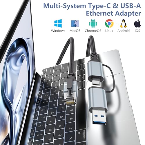Dacrown USB C to Ethernet Cable 3 FT, Type C to RJ45 LAN Cord, Gigabit Network Internet Adapter, Directly Connected, Thunderbolt 4/3 Compatible with MacBook Air/Pro, XPS, iPhone 15 Series, Galaxy S24 - Image 3