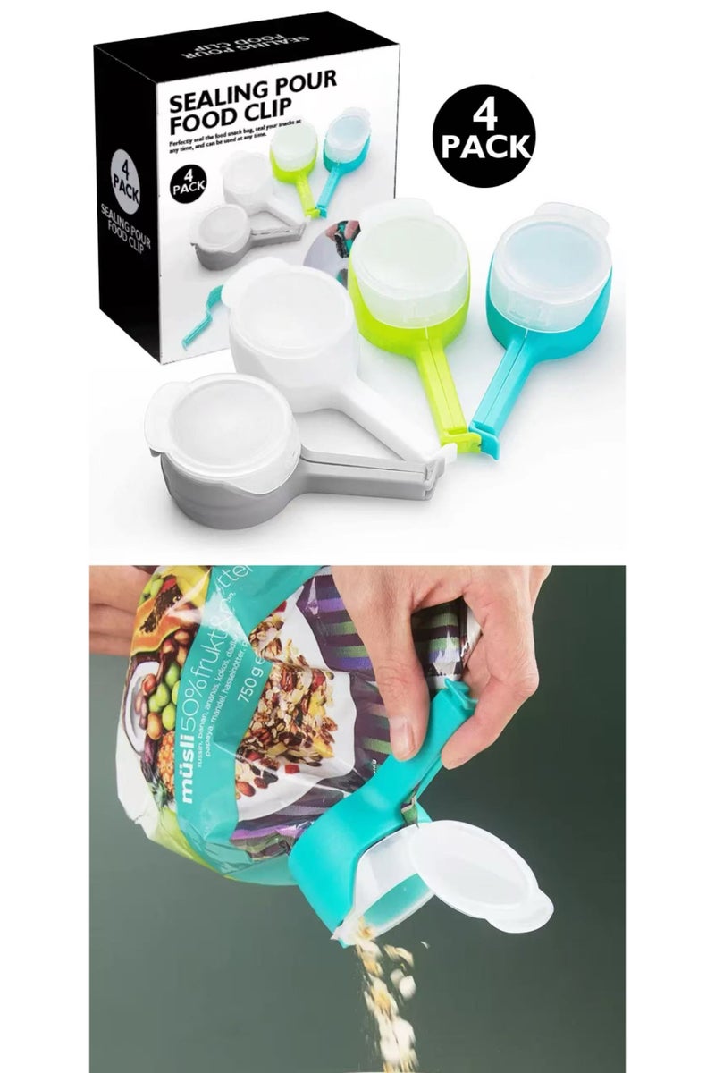 YANCI Food Storage Sealing Clips with Pouring Spouts, Bag Clips for Food, Kitchen, Chip Bag Clips, Plastic Cap Food Clips. - Image 1