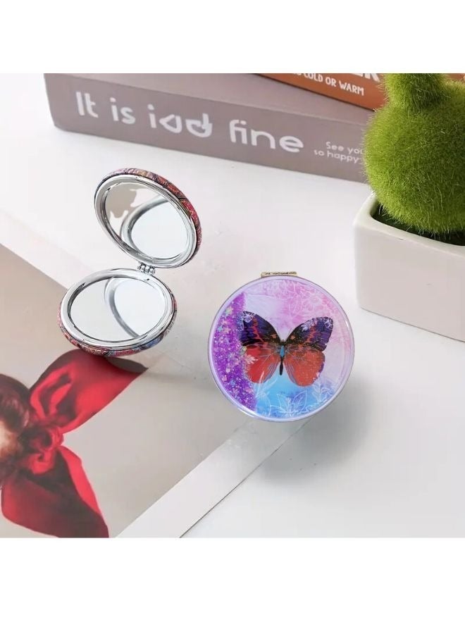 مرآة مكياج مدمجة فاخرة مزدوجة الوجه (1x/2x تكبير) للسفر واليد وحقيبة الجيب والمحفظة والشنطة الصغيرة، مرآة زينة تجميلية محمولة قابلة للطي من جلد البولي يوريثان (PU) أنيقة وعملية، مثالية للاستخدام اليومي والمهني ورحلات الأعمال للرجال والنساء - جودة عالية تدوم طويلاً. - Image 3