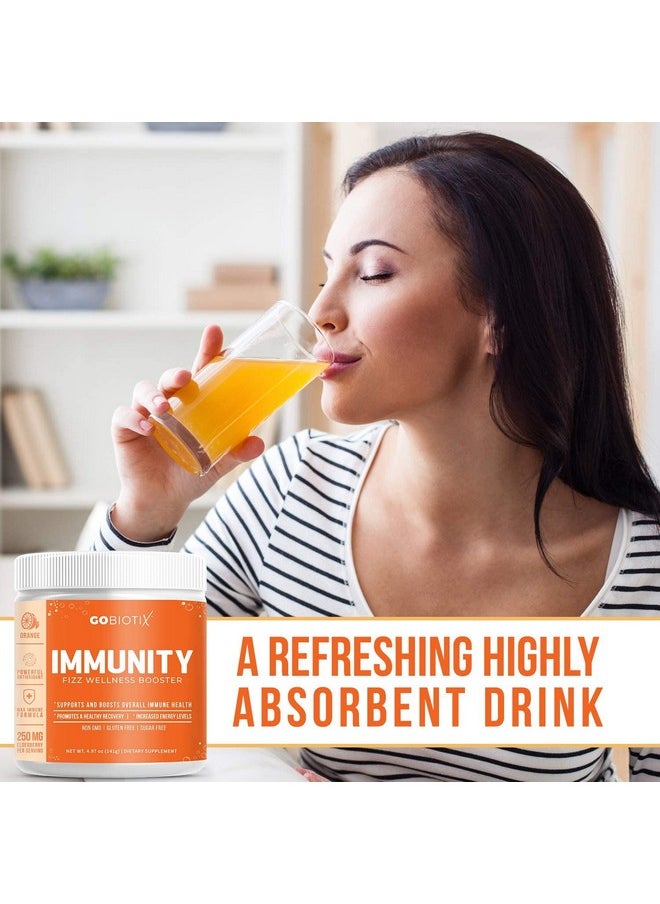 GoBiotix - Immune Support Supplement Immunity Defense Powder Wellness Booster Immune Boost Vegan Superfood Elderberry Turmeric Vitamin C Powder And B12 Supplement Nongmo Sugar Free (Orange) - Image 1