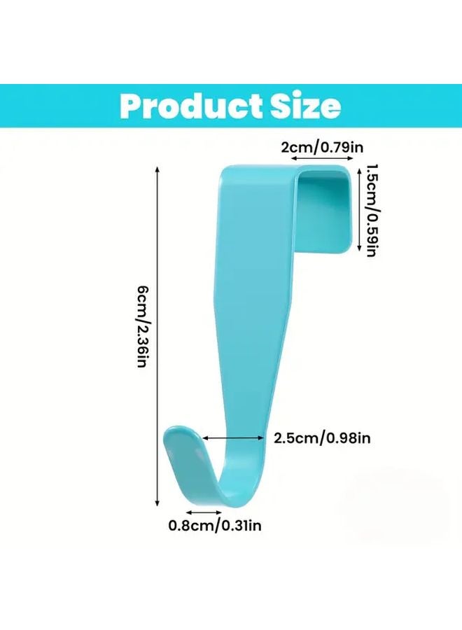 Blue No Drill Over Cabinet Door Hooks Heavy Duty Metal Hanging Storage Rack Adhesive Mount - Image 3