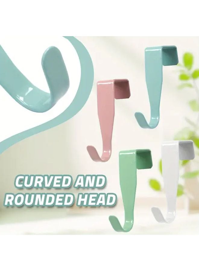 Blue No Drill Over Cabinet Door Hooks Heavy Duty Metal Hanging Storage Rack Adhesive Mount - Image 4