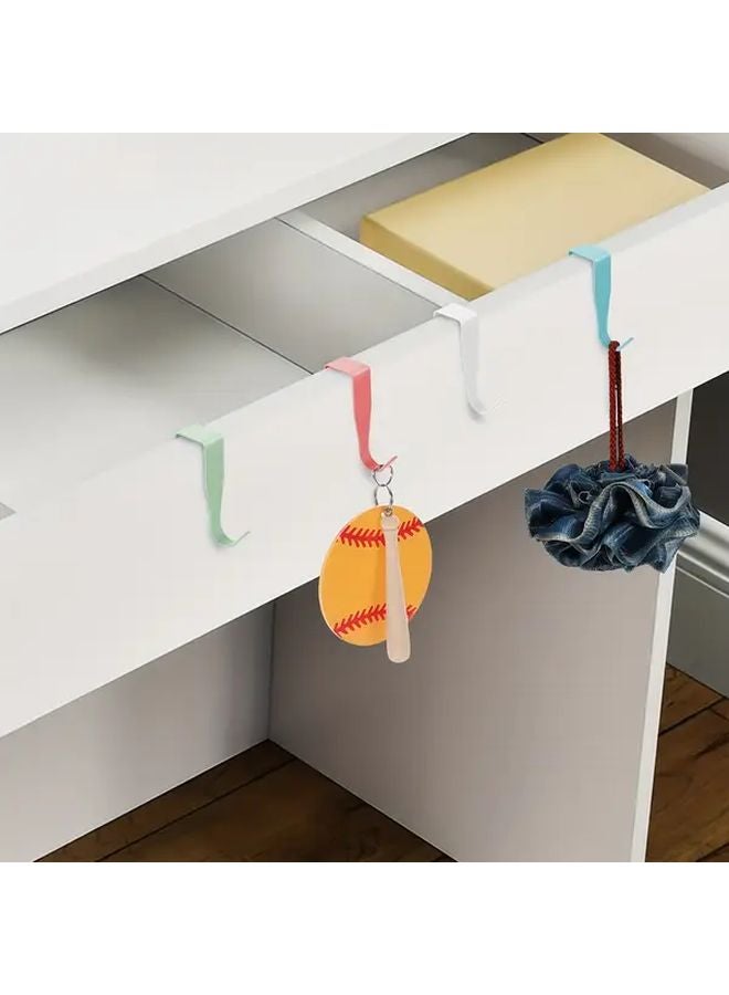 Blue No Drill Over Cabinet Door Hooks Heavy Duty Metal Hanging Storage Rack Adhesive Mount - Image 5