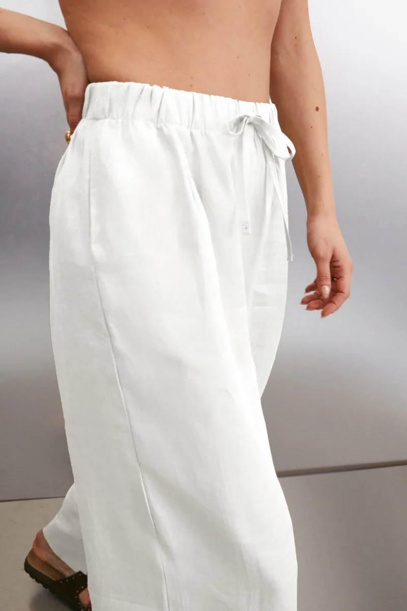 جريميلانج MELANTHA Women's Trousers Linen White Trousers