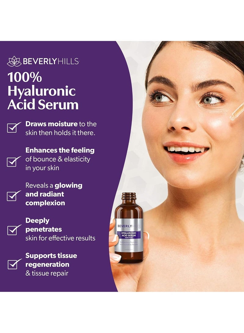 Beverly Hills 100 percent Pure Hyaluronic Acid Serum for Face for Hydrating Skin and Targeting Wrinkles Anti Aging Hyaluronic Acid Moisturizer for Intense Hydration 60mL150 Day Supply - Image 4
