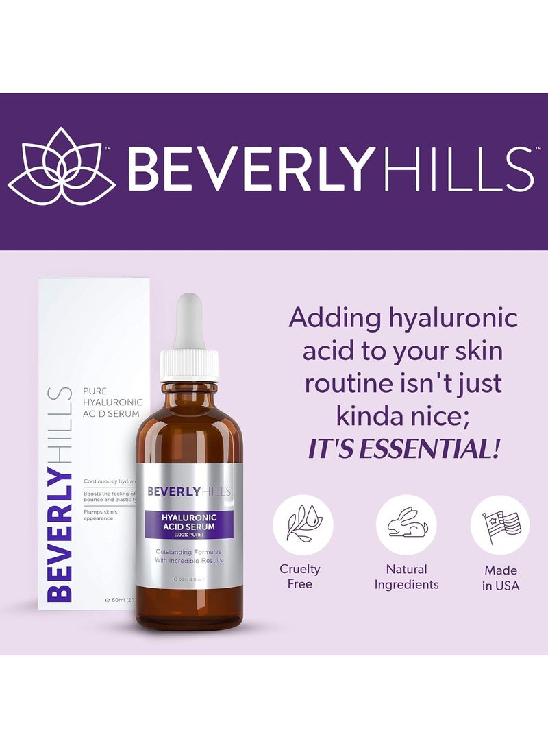 Beverly Hills 100 percent Pure Hyaluronic Acid Serum for Face for Hydrating Skin and Targeting Wrinkles Anti Aging Hyaluronic Acid Moisturizer for Intense Hydration 60mL150 Day Supply - Image 5