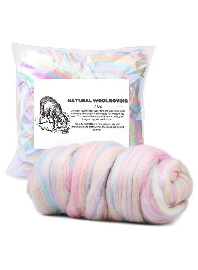Yizzvb 7.02oz Wool Roving Yarn, Needle Felting Wool Fiber for DIY Craft Materials, Multicolored - Image 1