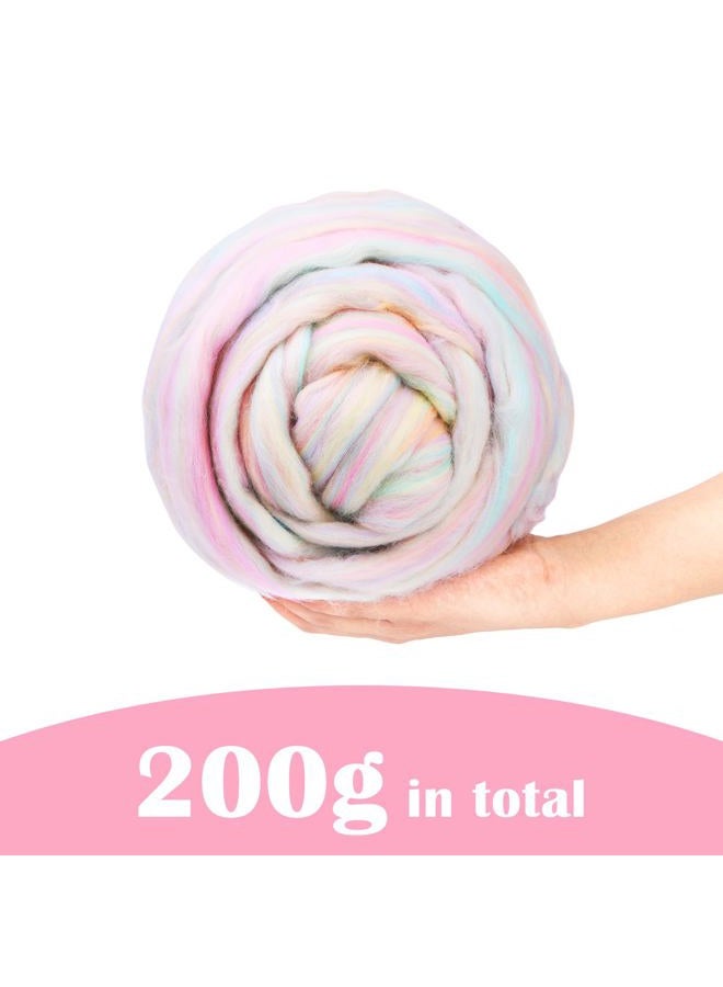 Yizzvb 7.02oz Wool Roving Yarn, Needle Felting Wool Fiber for DIY Craft Materials, Multicolored - Image 2