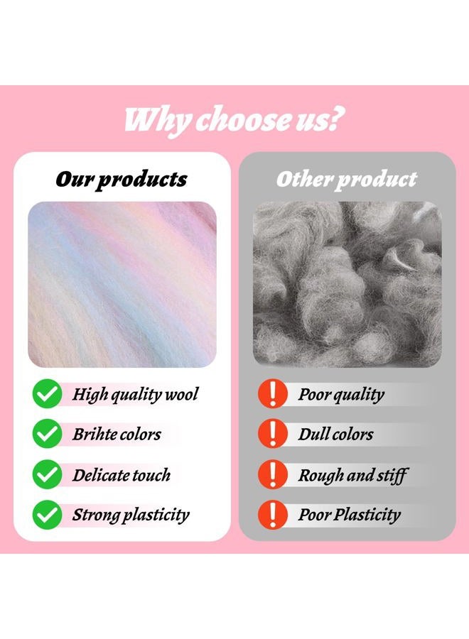 Yizzvb 7.02oz Wool Roving Yarn, Needle Felting Wool Fiber for DIY Craft Materials, Multicolored - Image 4