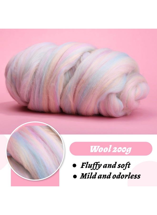 Yizzvb 7.02oz Wool Roving Yarn, Needle Felting Wool Fiber for DIY Craft Materials, Multicolored - Image 3