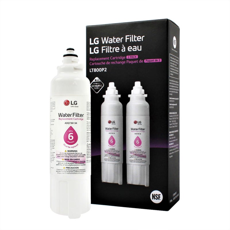 LG LT800P2 6-Month / 200 Gallon Refrigerator Replacement Water Filter, 2 Count (Pack of 1), White - Image 1