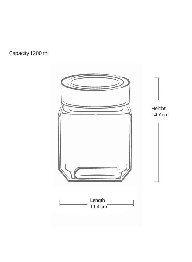 Treo By Milton Cube Storage Glass Jar, 1200 ml, 1 Piece, Transparent | BPA Free | Storage Jar | Kitchen Organizer Modular | Multipurpose Jar - Image 4