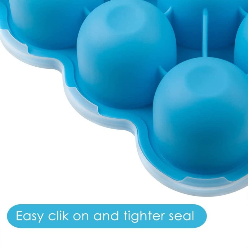 Samuelworld Baby Food Storage Container, 12 Portions x 2.5oz - BPA Free Silicone Freezer Tray with Clip-On Lid for Breast Milk Storage, Homemade Baby Food, Vegetable & Fruit Purees - Blue - Image 4