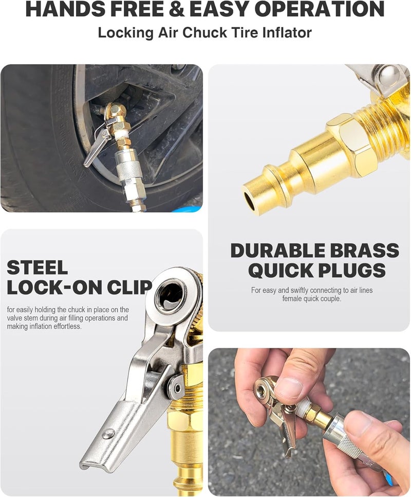 LUMITECO 2-Pack Tire Inflator with Locking Air Chucks - Image 2