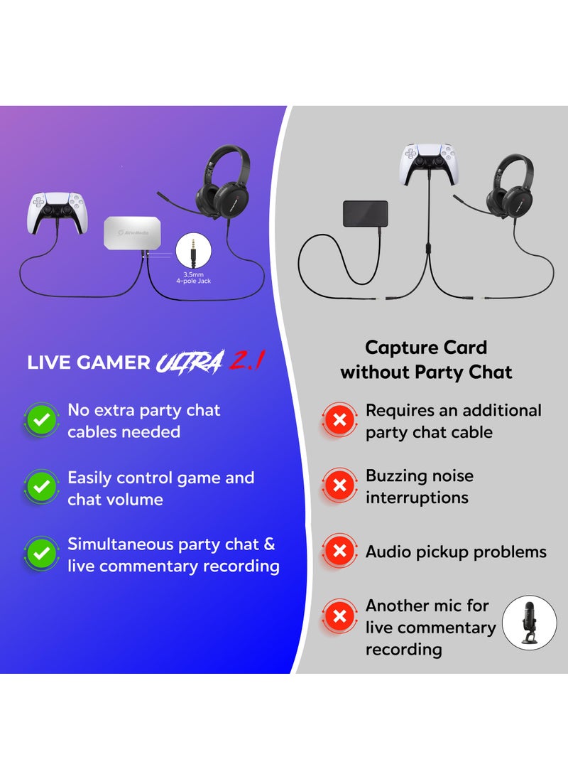 AVerMedia AVerMedia HDMI 2.1 Capture Card for Streaming and Gaming - 4K, VRR and HDR Support - PS5, Xbox Series X/S, PS4, Switch - GC553G2 Live Gamer Ultra 2.1  - Image 3
