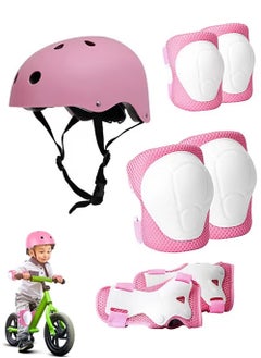 Arabest Kids Bike Helmet Set Skateboard Knee Pads Kids Helmet Elbow Pads Wrist Guards Adjustable for 2~8yrs Girl Boy Kids Protective Gear Set for Sport Cycling Bike Roller Skating Scooter (Pink)  - Image 1