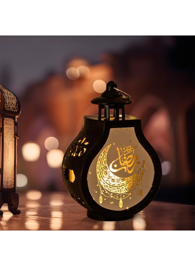 Chielor 2 Pcs Ramadan Decorative Lantern, Mini Black Candle Lantern Decorative Hanging Lantern Eid Mubarak Lantern Moon Star Lantern Ramadan Decorations for Home Indoor Outdoor Ramadan Table Décor - Image 3
