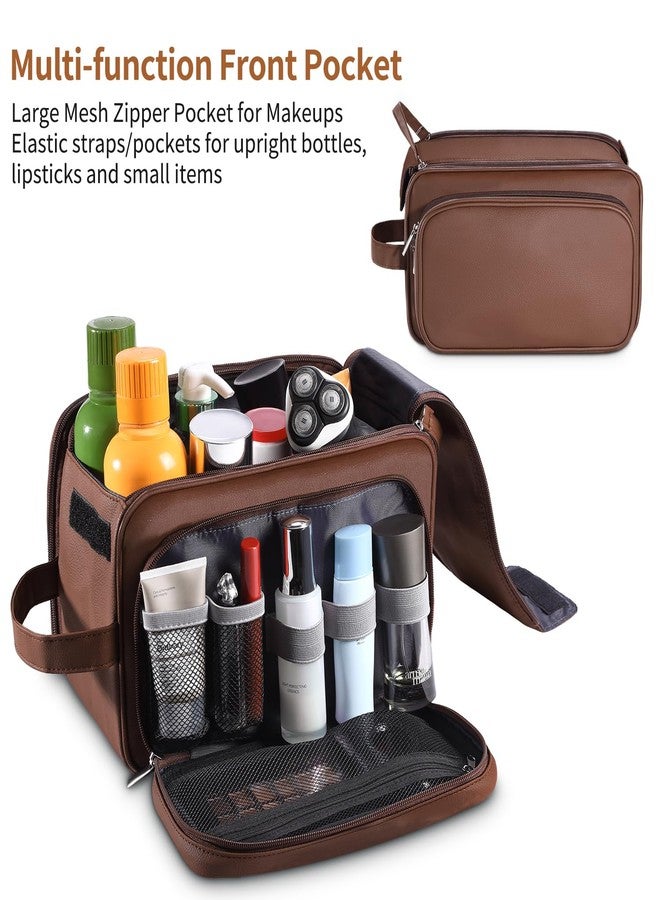 Buruis Extra Large Toiletry Bag for Men, Travel Toiletry Organizer Dopp Kit Water-resistant Shaving Bags, PU Leather Cosmetic Bathroom Shower Bag for Toiletries, Grooming, Accessories (Brown) - Image 4