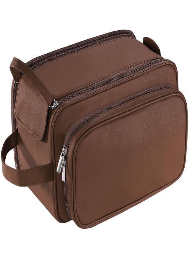 Buruis Extra Large Toiletry Bag for Men, Travel Toiletry Organizer Dopp Kit Water-resistant Shaving Bags, PU Leather Cosmetic Bathroom Shower Bag for Toiletries, Grooming, Accessories (Brown) - Image 1