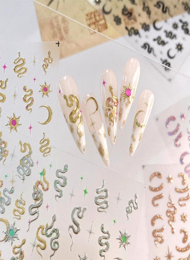 Dedyel Snake Nail Stickers 5D Embossed Animal Self-Adhesive Nail Decals for Women Girls Kids Nail Art Decoration - Image 1