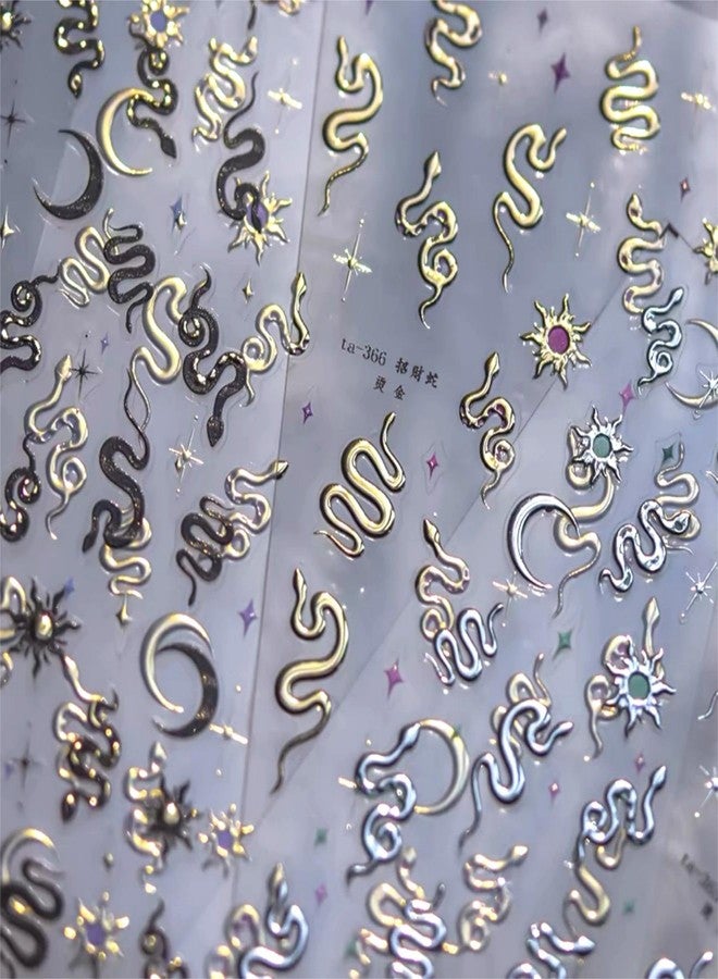 Dedyel Snake Nail Stickers 5D Embossed Animal Self-Adhesive Nail Decals for Women Girls Kids Nail Art Decoration - Image 4