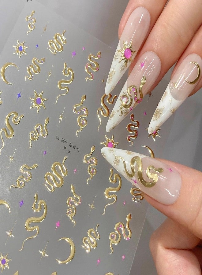 Dedyel Snake Nail Stickers 5D Embossed Animal Self-Adhesive Nail Decals for Women Girls Kids Nail Art Decoration - Image 2