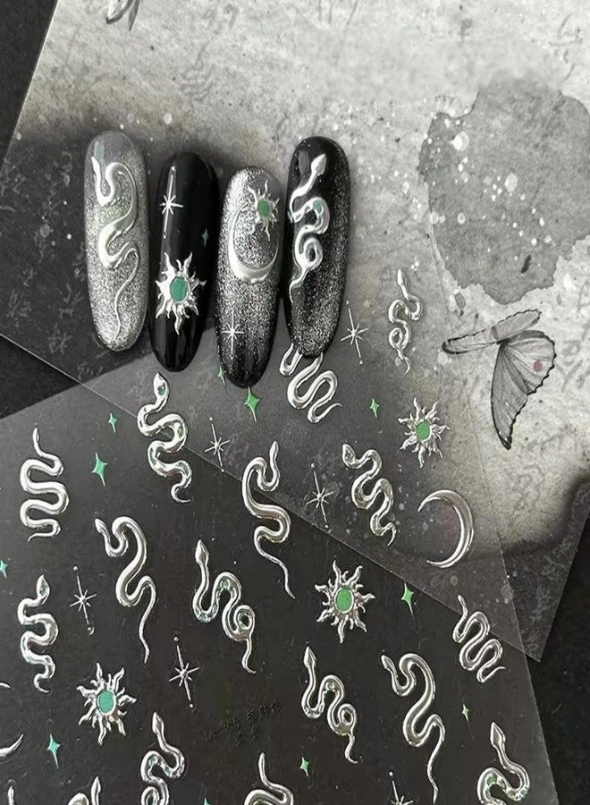 Dedyel Snake Nail Stickers 5D Embossed Animal Self-Adhesive Nail Decals for Women Girls Kids Nail Art Decoration - Image 3