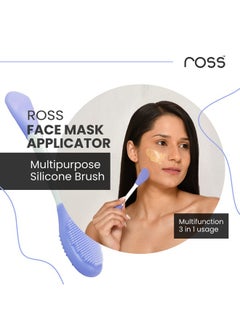 ROSS Ross Silicone Face Mask Applicator & Lip Cleansing Brush Made With Ultra Hygienic Soft Silicone bristle for Gentle Exfoliation (Purple)  - Image 2