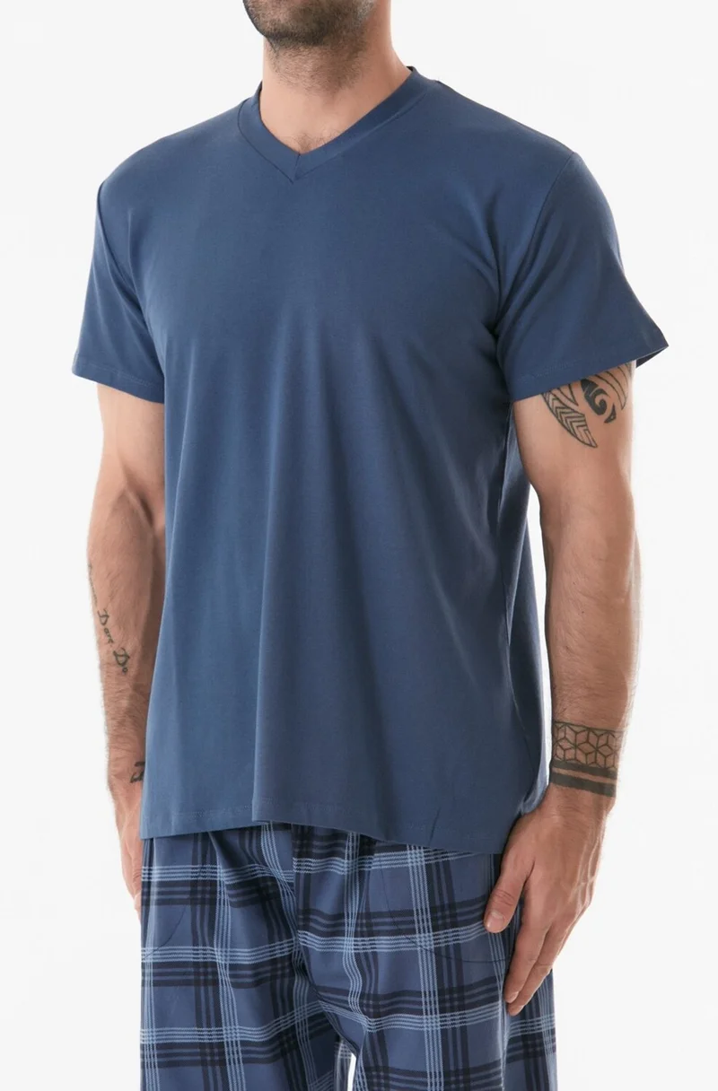 فولامودا Plaid Patterned Crew Neck Pajama Set