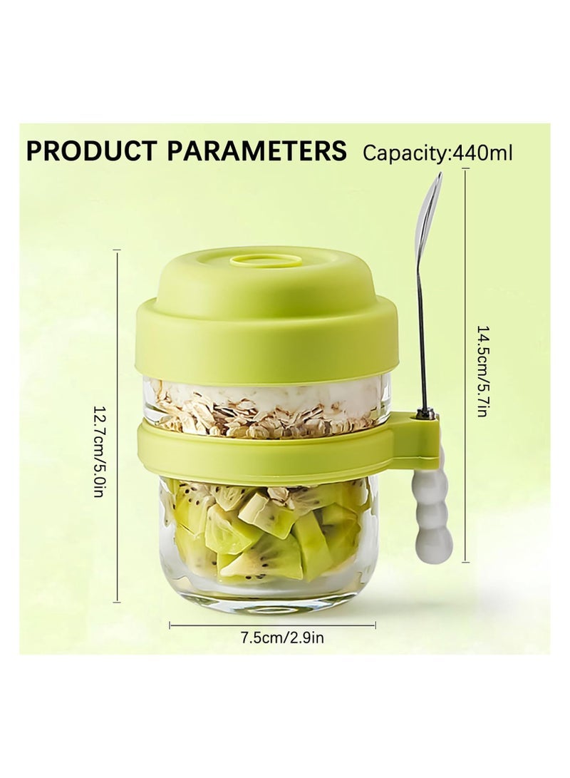 general 4-Pack 15-Ounce Glass Cereal Jars with Lids, Overnight Oats Containers with Spoons, Overnight Oats or Yogurt Cereal Jars, Colorful 4-Piece Set (Pink, Blue, Yellow, and Green) with Brushes - Image 4