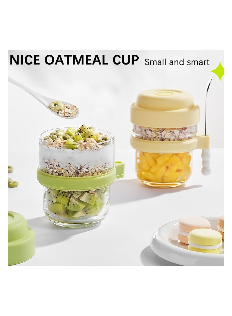 general 4-Pack 15-Ounce Glass Cereal Jars with Lids, Overnight Oats Containers with Spoons, Overnight Oats or Yogurt Cereal Jars, Colorful 4-Piece Set (Pink, Blue, Yellow, and Green) with Brushes - Image 3