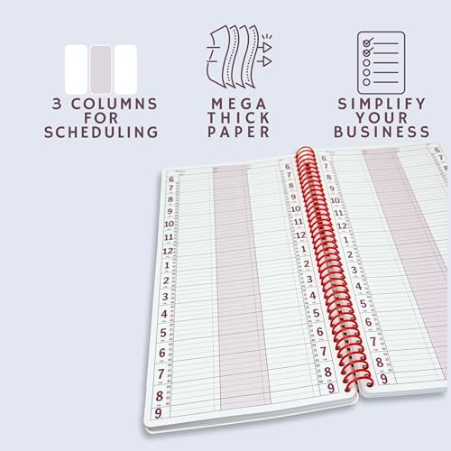 Portage Notebook Planner, Appointment Book – Large 7" x 13.5" Undated 2025 Planner, Daily & Hourly Planner – Spiral Notebook Organizer for Scheduling Appointments (3 Columns) - Image 3