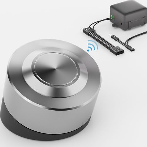 OwlTree Wireless PC Power Button, Remote PC Power Switch ON Off Reset Stainless Steel Button and Receiver for Computer Motherboard (Powered by 9 Pin USB) - Image 1