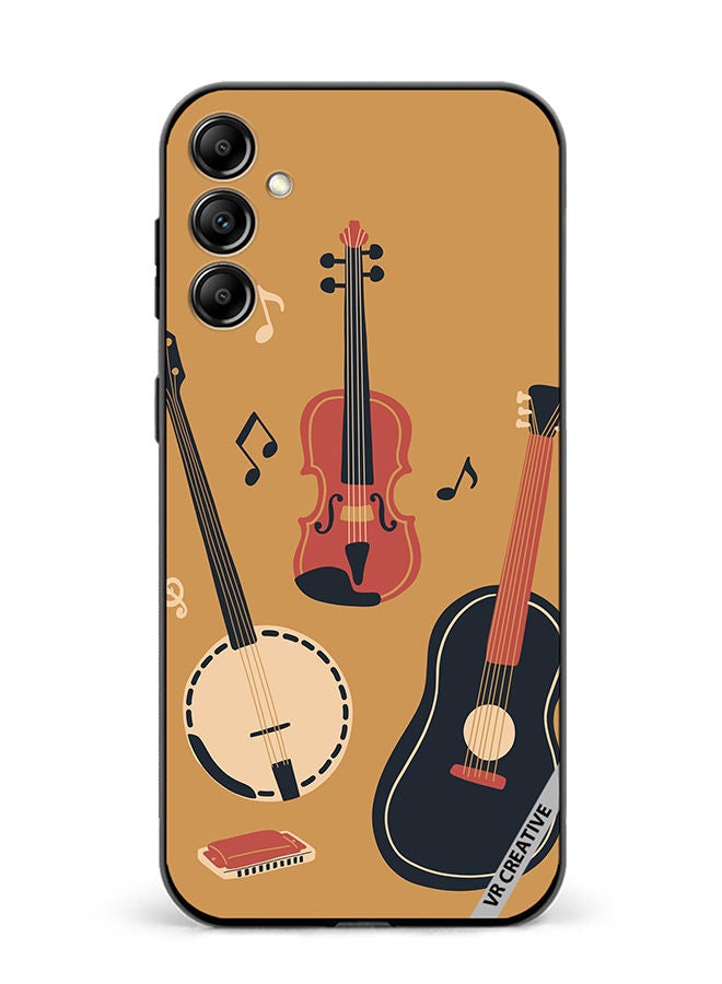 VR CREATIVE Protective Case Cover For Samsung Galaxy M14 Banjo Acoustic Guitar Violin Notes And Harmonica Design Multicolour - Image 1