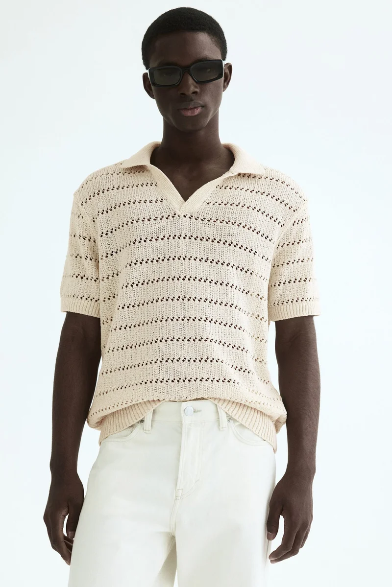 Relaxed Fit Hole-knit polo shirt