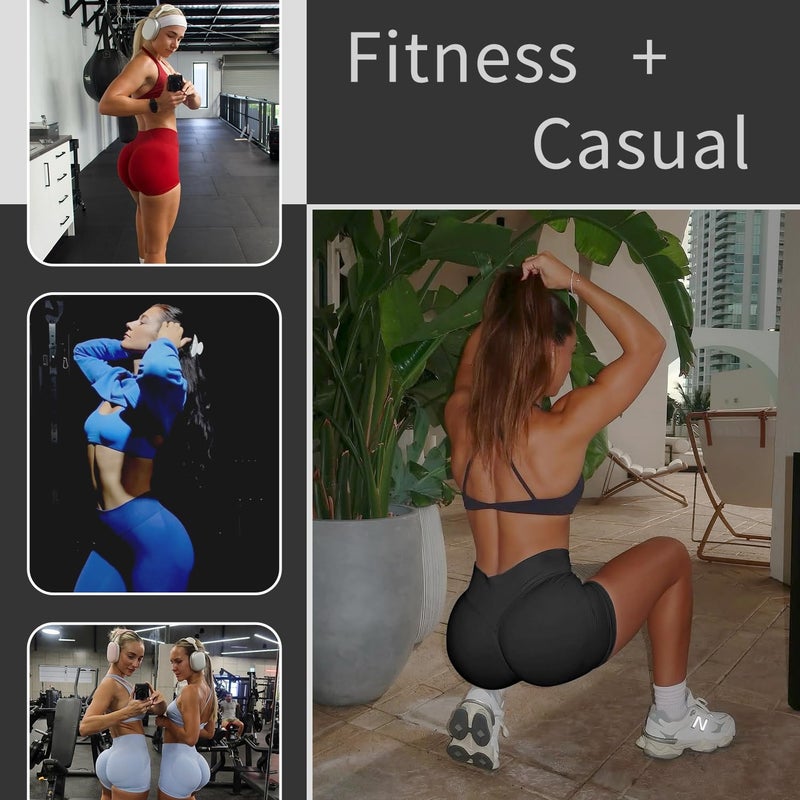 BumpGlow Women Workout Impact Shorts 4.5 Scrunch Butt Lifting Tummy Control Gym Shorts Comfy Running Seamless Booty Biker Shorts Black XL - Image 5