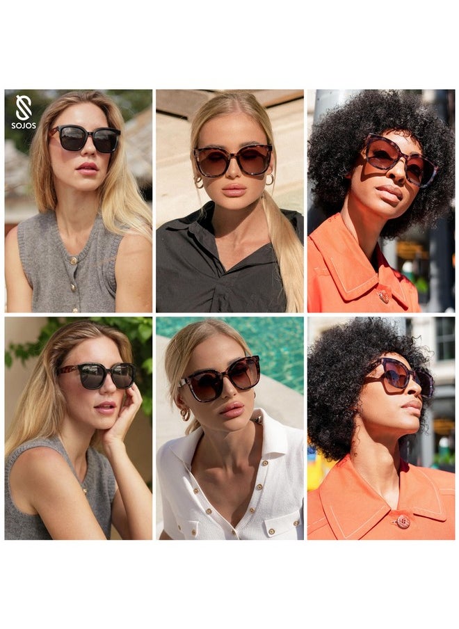 Sojos Trendy Polarized Sunglasses For Women Classic Retro Square Womens Shade Sunnies Sj2333,Tortoise Coffee  - Image 3