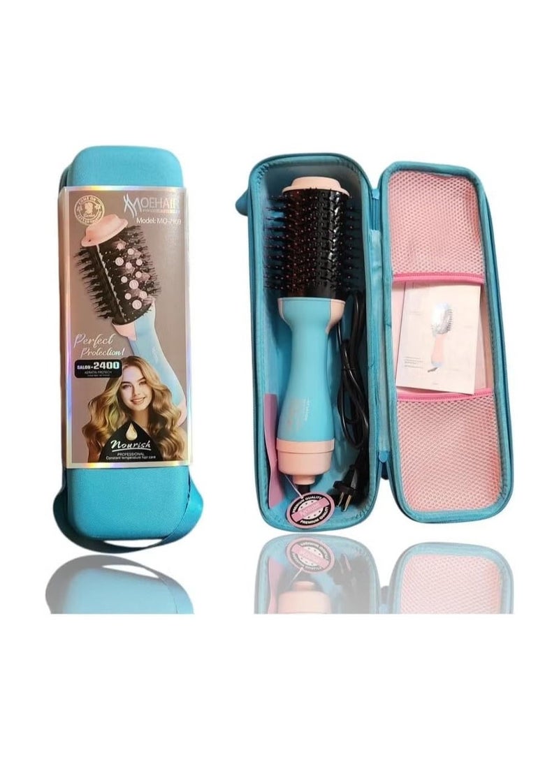 موهير فرشاة مجفف الشعر الجاف والرطب الاحترافيه من موهير – 2400 وات- سلك دوار 360° مع حقيبة انيقه لحفظ الفرشاه - Image 1