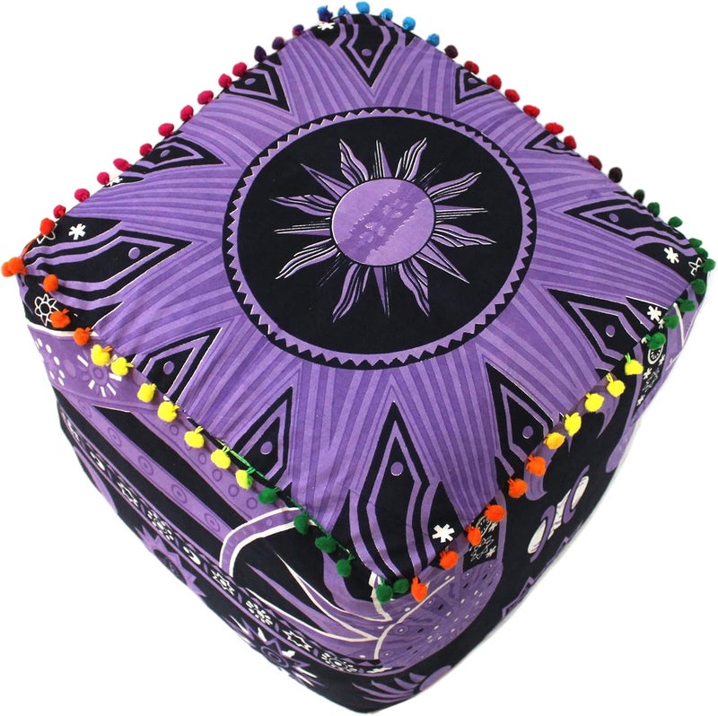 CRAFT KALA غطاء وسادة طاولة مربعة ذات تصميم ماندالا من ، بحجم 22×22×14 بوصة، بألوان متعددة. - Image 5