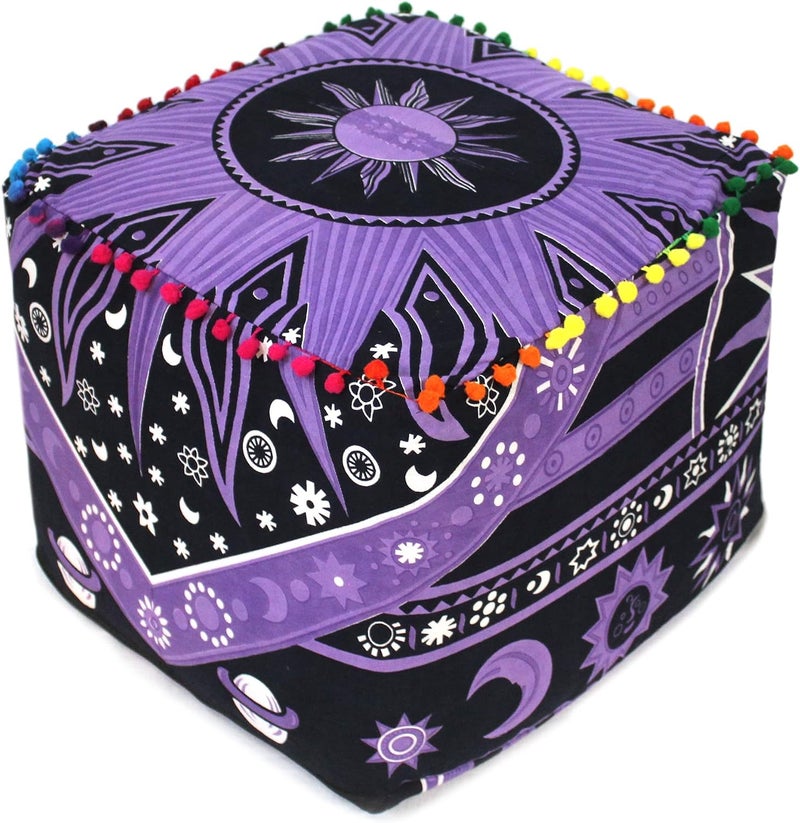CRAFT KALA غطاء وسادة طاولة مربعة ذات تصميم ماندالا من ، بحجم 22×22×14 بوصة، بألوان متعددة. - Image 1