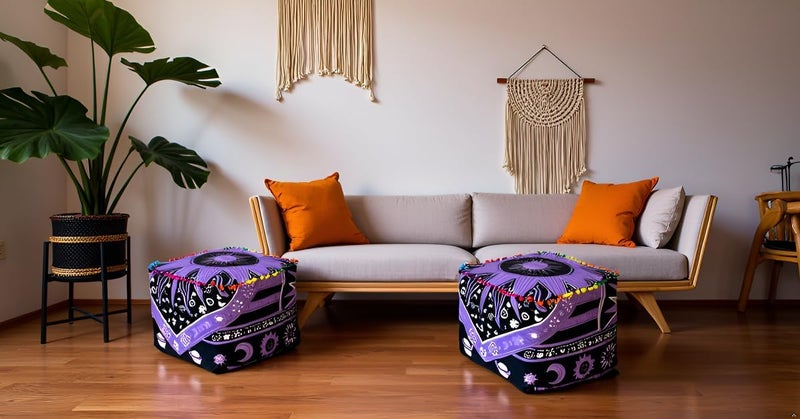 CRAFT KALA غطاء وسادة طاولة مربعة ذات تصميم ماندالا من ، بحجم 22×22×14 بوصة، بألوان متعددة. - Image 4