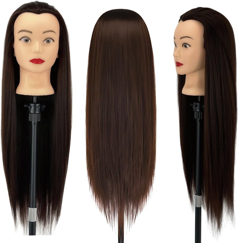Aofadaning Professional Children's Hairdressing Set - Mannequin Head with Wig Stand and Hairdressing Head Shape for Hairdressers, Schoolgirls and Hairdressing Schools (Reddish-Black) - Image 1