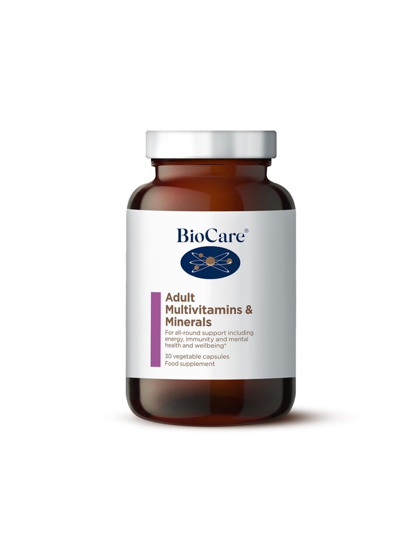 Biocare Adult Multivitamins and Minerals For all-round Support Including Energy, Immunity and Mental Health and Wellbeing, 30 Vegetable Capsules Food Supplement - Image 1